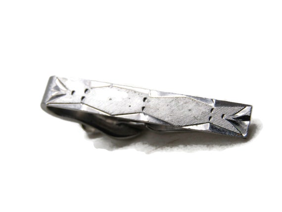 Etched Triangle And Dot Pattern Tie Clip Tie Bar … - image 1