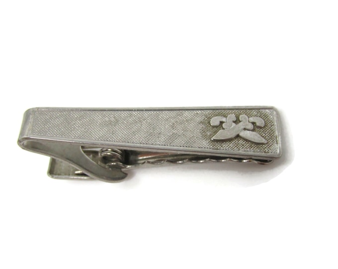 Crossed Swords Scimitars Tie Bar Clip Silver Tone Vintage Men's Jewelry Nice Design
