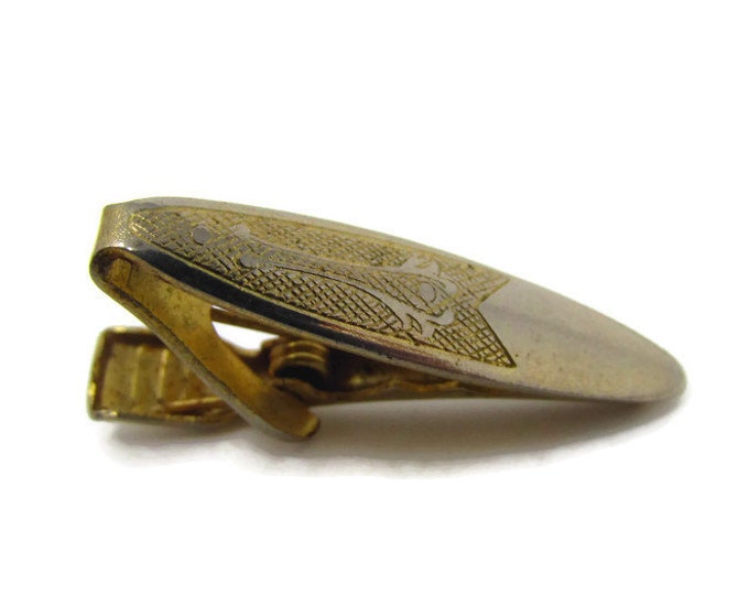 Stylized Leaf & Berry Tie Clip Vintage Tie Bar: Gold Tone