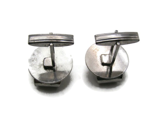 Circle And Folded Leaf Shape Cuff Links Men's Jew… - image 3