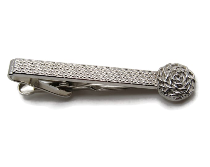 Textured And Chain Circle Design Tie Clip Tie Bar Men's Jewelry Silver Tone