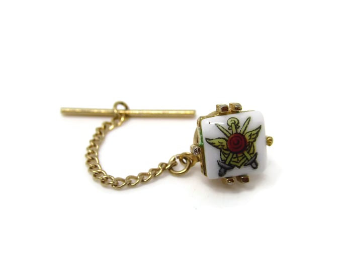 Vintage Tie Tack Tie Pin: Crossed Swords Anchor Wings Glass