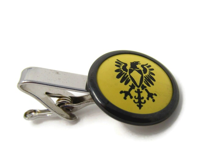 Eagle Crest Yellow Tie Clip Tie Bar: Vintage Silver Tone - Stand Out from the Crowd with Class