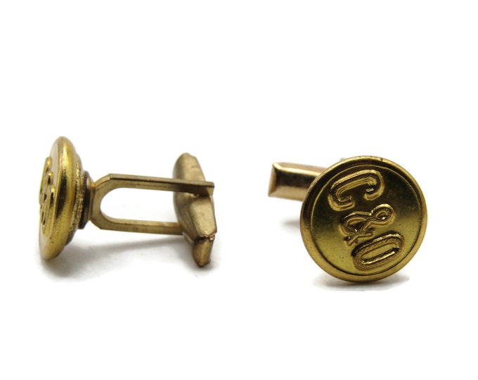 C And O Letter Initial Monogram Round Cuff Links Men's Jewelry Gold Tone