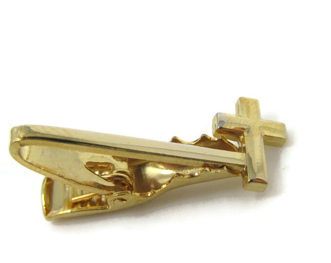 Cross Tie Bar Clip Gold Tone Stand Out w/ Style Fit In with Class