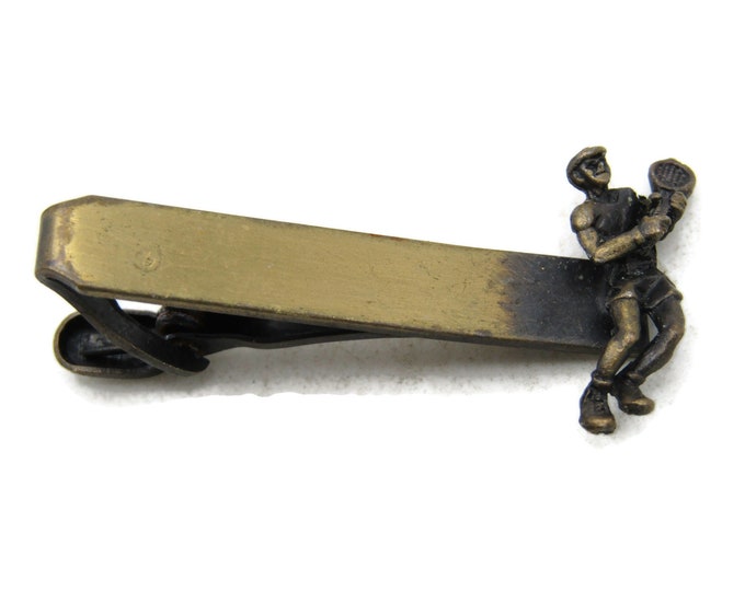 Tennis Player Tie Bar Gold Tone Sports Tie Clip Men's Jewelry