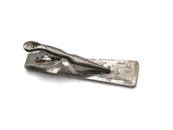 Line & Square Patterned Silver Tone Vintage Tie B… - image 4