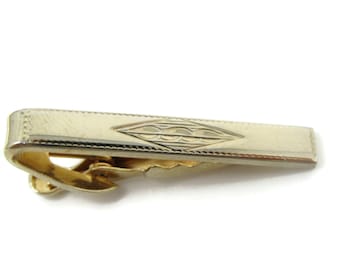 Vintage Etched Gold Tone Tie Bar Clip