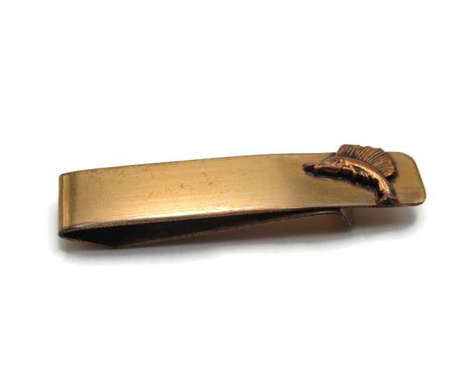 Fish Fisherman Gold Tone Classic Design Tie Clip Tie Bar Men's Jewelry