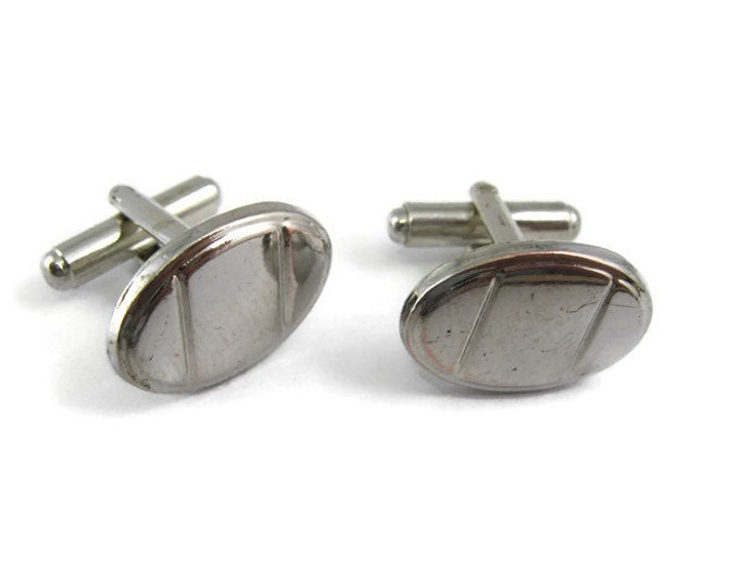 Vintage Cufflinks for Men: Double Groove Oval Small