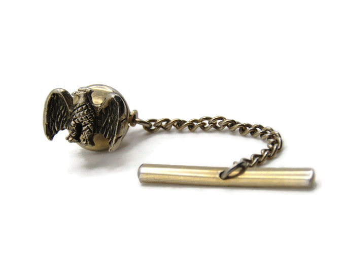 Eagle Tie Pin And Chain Men's Jewelry Gold Tone