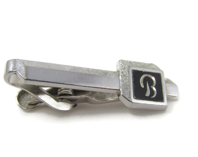Letter R Initial Tie Clip Bar Silver Tone Vintage Men's Jewelry Nice Design