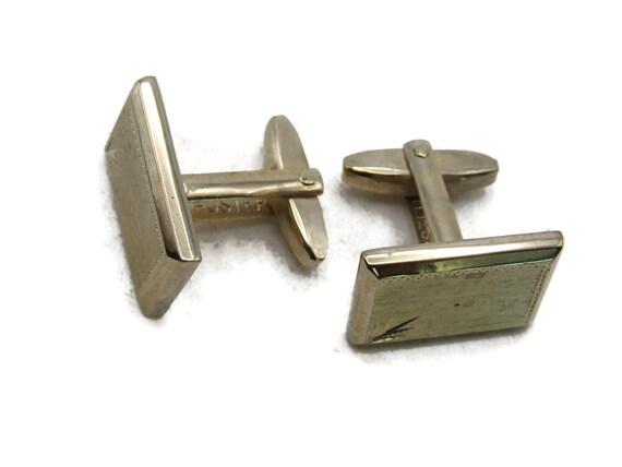 Textured Rectangle Cuff Links Etched Edge Gold To… - image 2