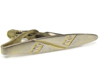 Vintage Modernist Gold Tone Tie Clip: Twist Design Tie Bar
