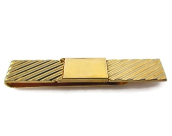 Vintage Tie Clip Tie Bar: Stunning Gold Tone Diagonal Grooves High Quality