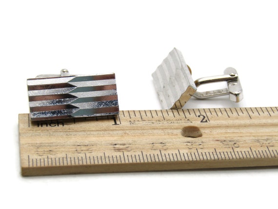 Mirrored Line Design Rectangle Cuff Links Men's J… - image 4