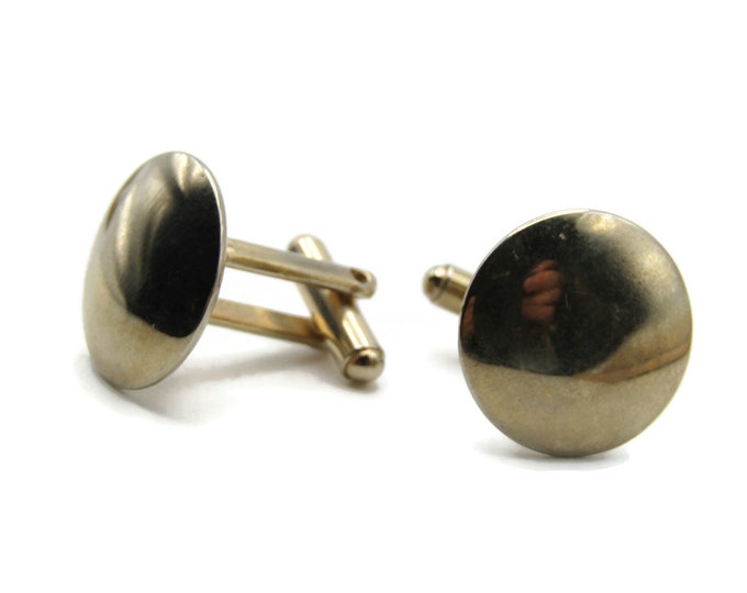 Round Smooth Finish Cuff Links Men's Jewelry Gold Tone