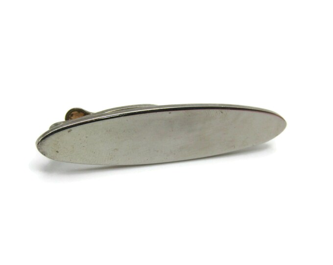 Smooth Finish Oval Shape Silver Tone Industrial Tie Clip Tie Bar Men's Jewelry