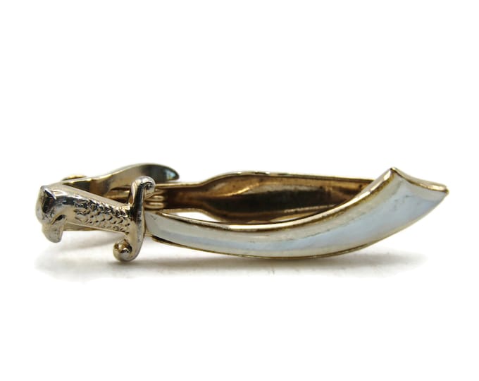 Mother Of Pearl Sword Tie Clip Tie Bar Men's Jewelry Gold Tone