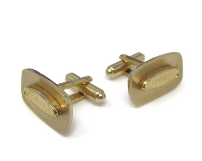 Raised Center Textured Cufflinks for Men: Vintage Gold Tone - Stand Out from the Crowd with Class