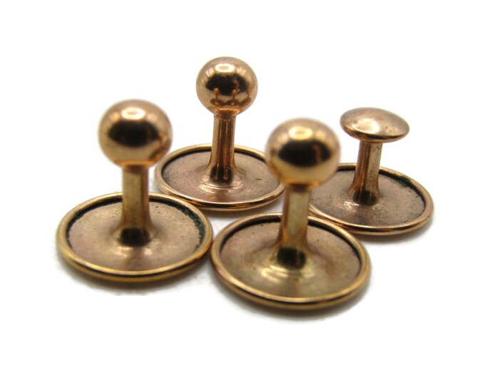 Vintage Cuff Link Button Sets Of 4 Men's Jewelry Gold Tone