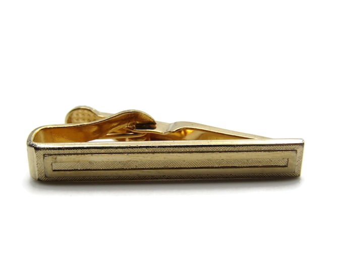 Smooth and Textured Rectangle Design Gold Tone Modernist Industrial Tie Clip Tie Bar Men's Jewelry