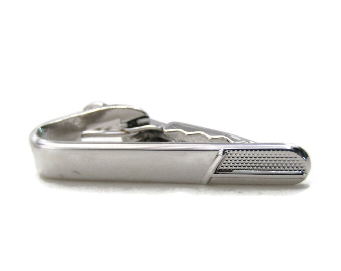 Textured T Shape Tip Tie Bar Tie Clip Modernist Men's Jewelry Silver Tone
