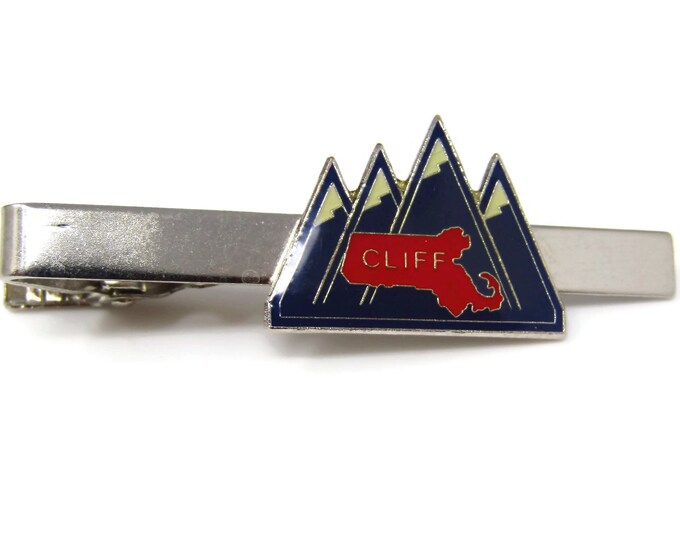 Vintage Tie Clip Tie Bar: Cliff Massachusetts Mountains Design