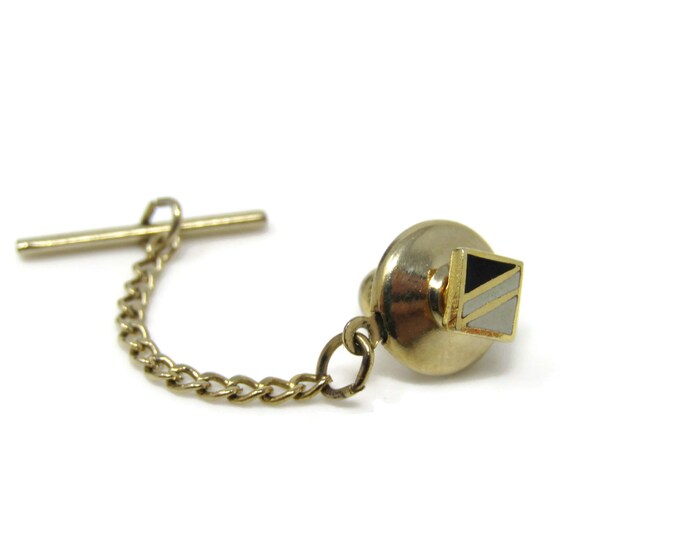 Small Art Square Tie Tack Pin Gold Tone Vintage Men's Jewelry