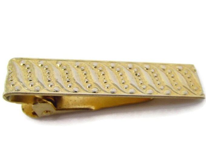 Curled Pattern Tie Clip Vintage Tie Bar: Gold Tone Body