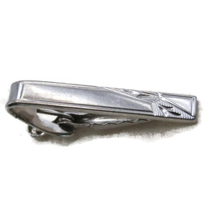 Etched Motif Edge Tie Clip Classic Tie Bar Men's Jewelry Silver Tone