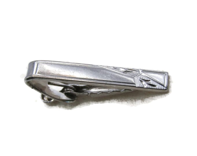 Etched Motif Edge Tie Clip Classic Tie Bar Men's Jewelry Silver Tone