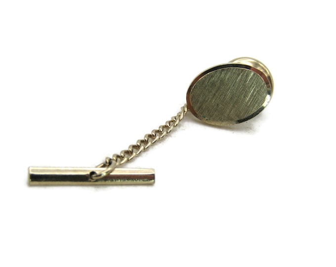 Textured Oval Tie Lapel Pin Gold Tone Men's Jewelry