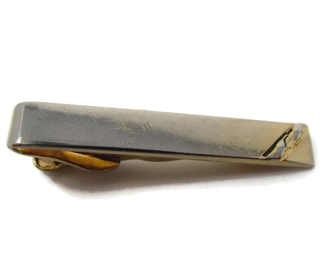 Vintage Tie Clip Tie Bar: Twist Screw Accent Design Gold Tone