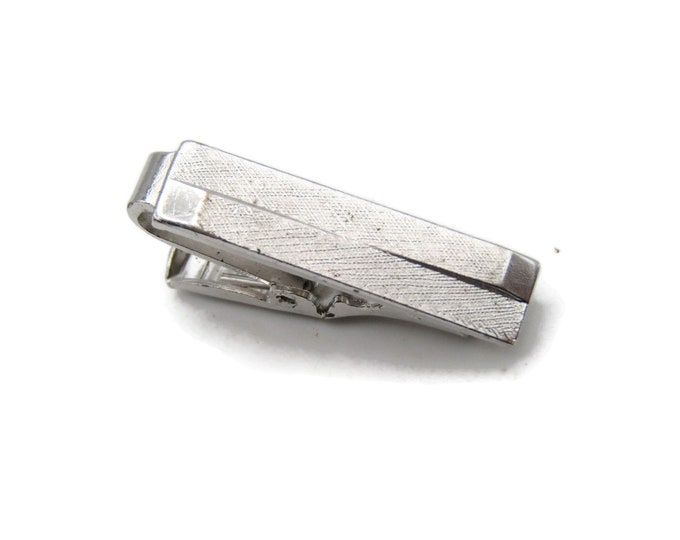 Textured Brushed Bars Design Silver Tone Tie Clip Tie Bar Men's Jewelry