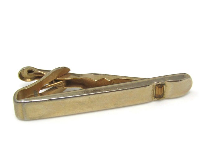 Brown Jewel Tie Clip Tie Bar: Vintage Gold Tone - Stand Out from the Crowd with Class