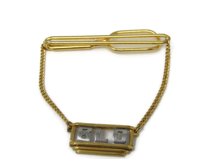 BLO Letters Initials Art Deco Chain Tie Clip Tie Bar: Vintage Gold Tone - Stand Out from the Crowd with Class