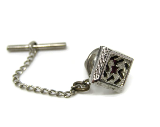 Modernist Square Tie Tack Pin Silver Tone Vintage Men's Jewelry