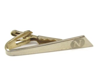 Letter N Tie Clip Tie Bar: Vintage Gold Tone - Stand Out from the Crowd with Class