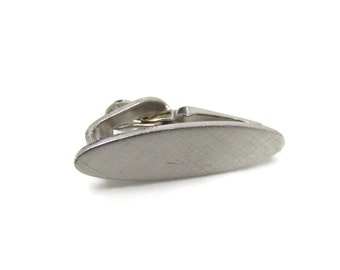 Vintage Silver Tone Textured Oval Tie Clip