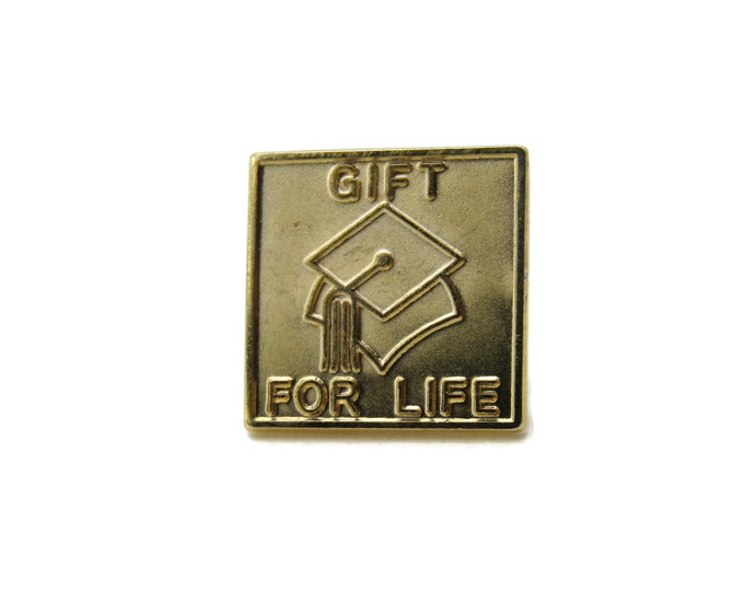 Gift For Life Graduation Cap Square Tie Pin Men's Jewelry Gold Tone