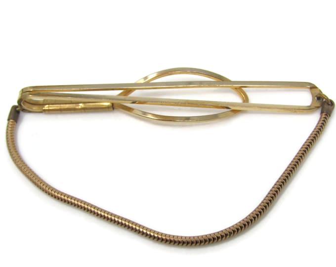 Classic Chain Open Body Tie Clip Bar Gold Tone Vintage Men's Jewelry Nice Design