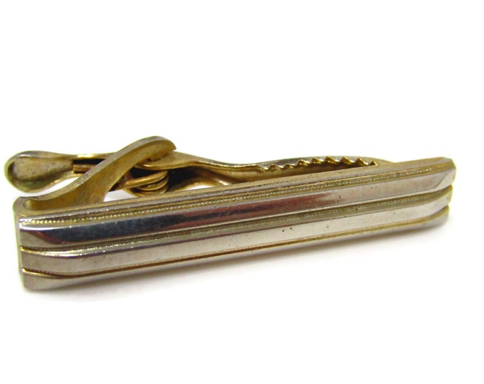 Cool Tie Clip Vintage Mens Tie Bar Classic Gold Tone Gift for Dad Son Husband Brother