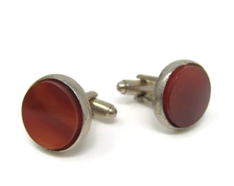Vintage Red Glass Cufflinks: Men's Jewelry