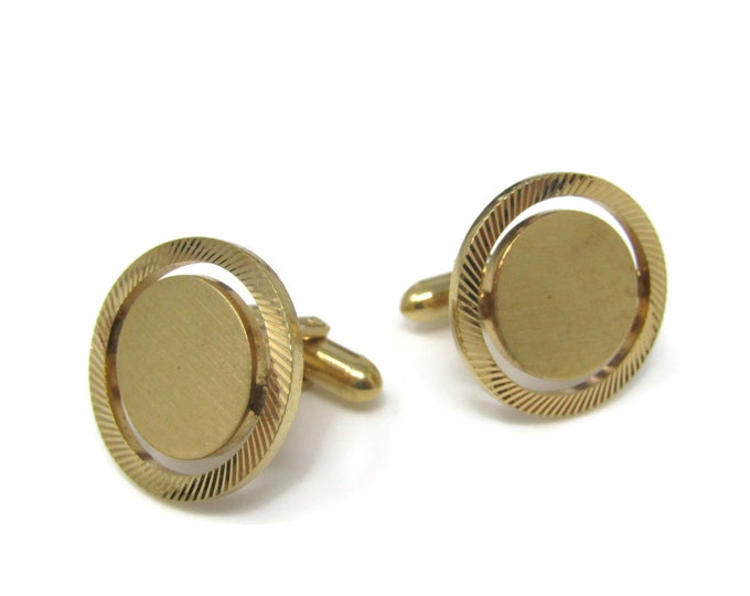 Open Boarder Round Circle Men's Cufflinks: Vintage Gold Tone - Stand Out from the Crowd with Class