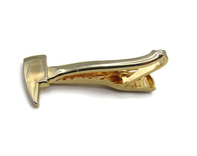 Axe Hand Tool Handyman Tie Clip Gold Tone Tie Bar Men's Jewelry