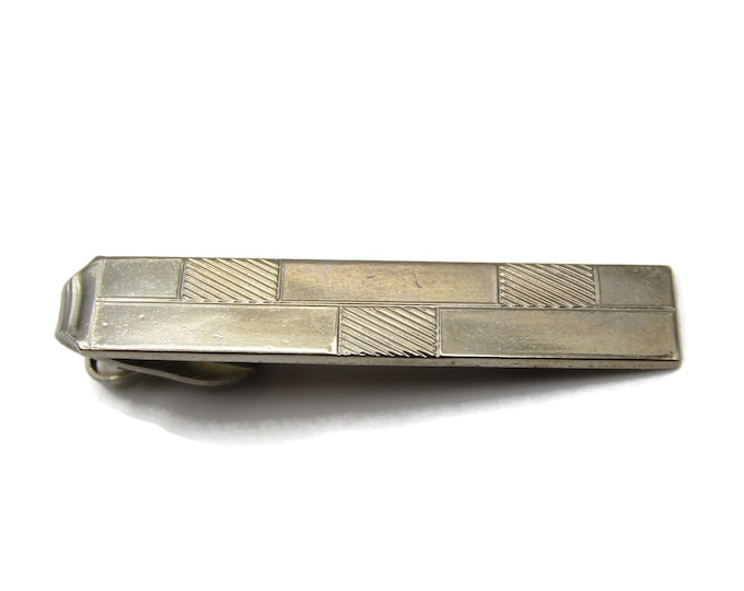 Brick Patterened Gold Tone Moderist Tie Clip Tie Bar Men's Jewelry