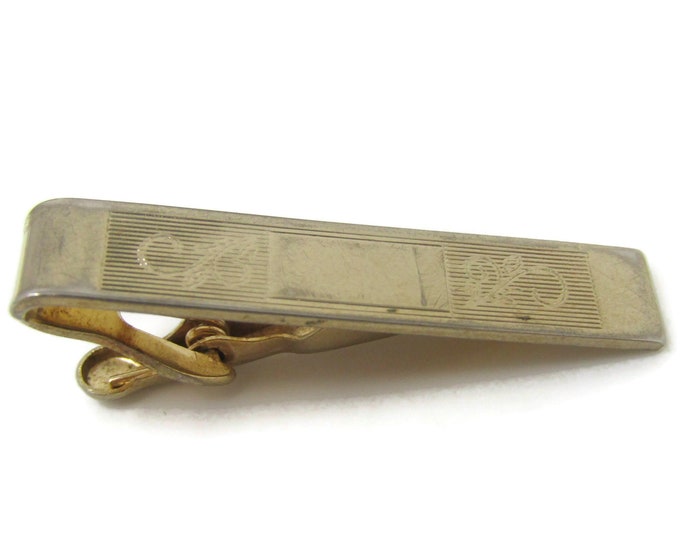 Flower Etch Tie Clip Tie Bar: Vintage Gold Tone - Stand Out from the Crowd with Class