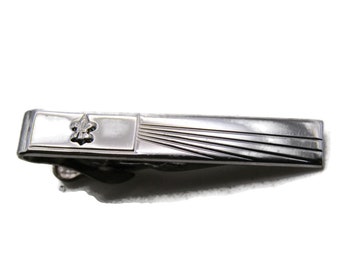 Fleur Di Lis And Sunburst Design Tie Bar Tie Clip Men's Jewelry Silver Tone