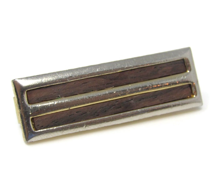 Double Wood Bar Tie Clip Tie Bar: Vintage Gold Tone - Stand Out from the Crowd with Class